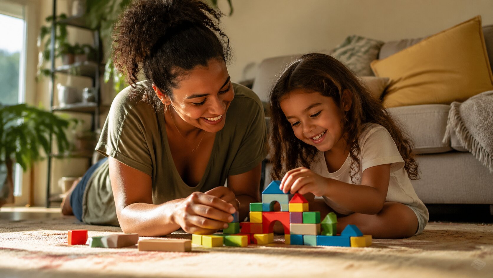 Mãe e filho brincando juntos sem tela